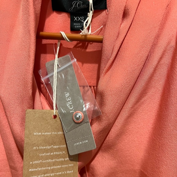 J. Crew tie-neck blouse in Re-Imagined Silk in bright coral - Picture 5 of 5